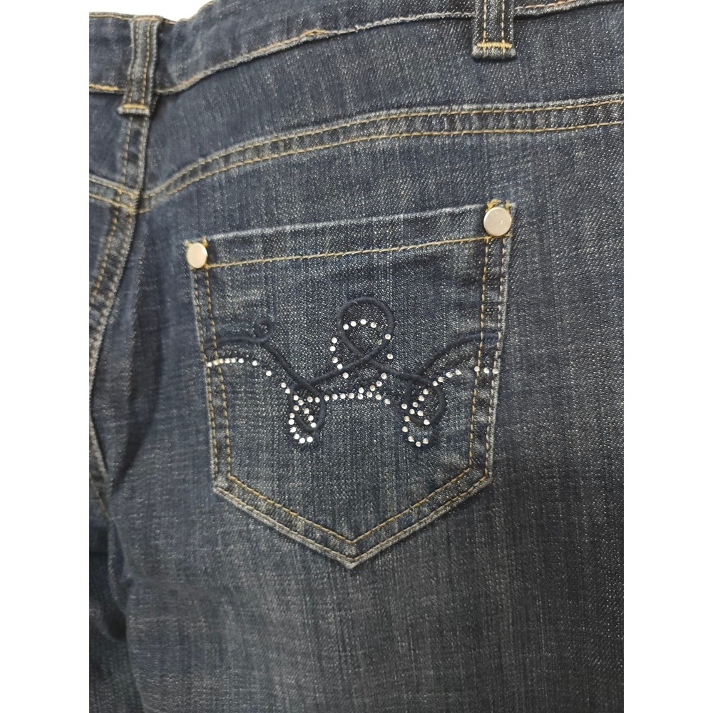 Wallis Womens 12 Dark Wash Rhinestone Embellished Straight Leg Jeans Blue - Picture 8 of 12